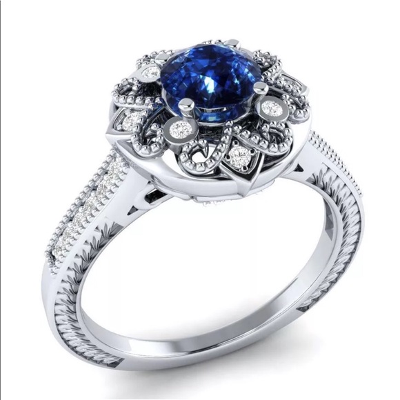 Jewelry - 🧜🏻‍♀️ Blue and White Sapphire in .925 Band